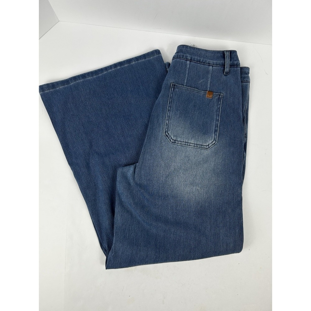 Halara High Waisted Wide Leg Jeans Medium Wash Blue Denim Petite Medium